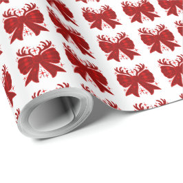 Papel De Presente Xadrez de Natal Padrão Vermelho Feliz Natal