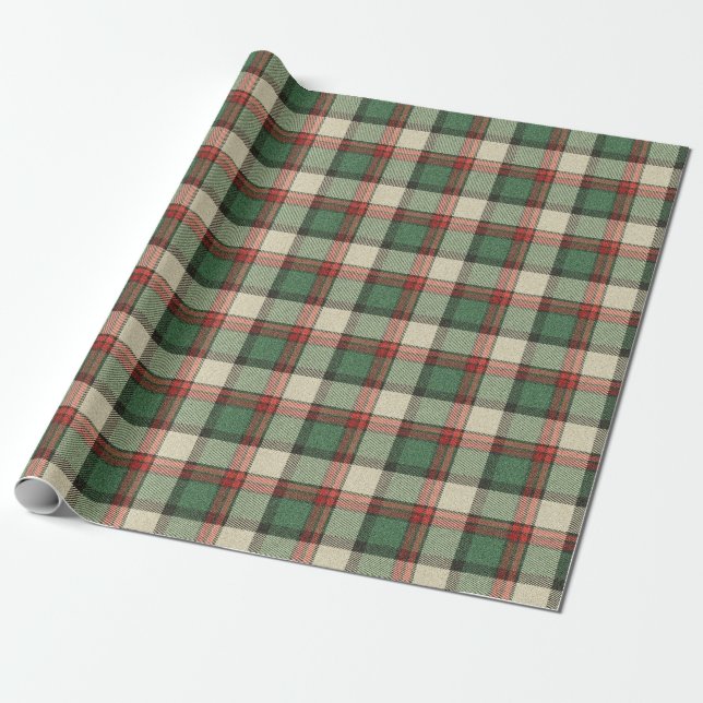 Papel De Presente Xadrez de Natal Tartan (Desenrolado)