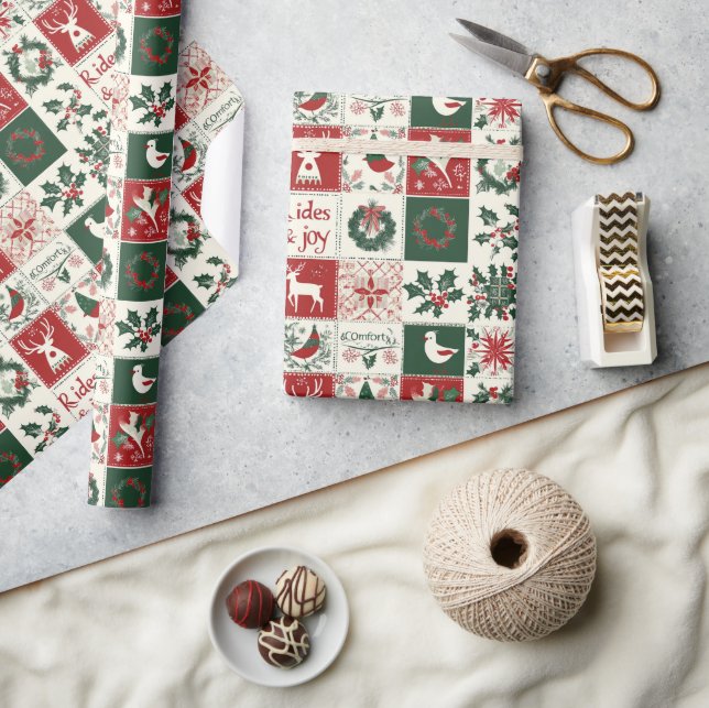 Papel De Presente Xadrez de Natal tradicional (Artesanato)