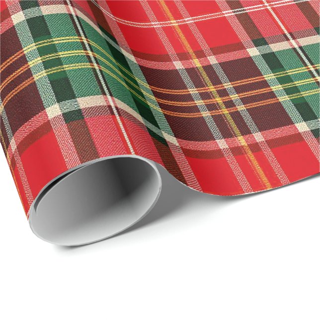 Papel De Presente Xadrez de Natal Tradicional (Ponta do rolo)