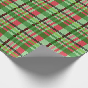 Papel De Presente Xadrez de Natal Verde Moderna