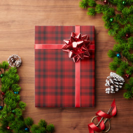 Papel De Presente Xadrez de Natal Vermelho e Preto