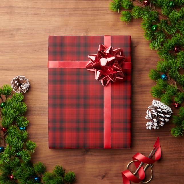 Papel De Presente Xadrez de Natal Vermelho e Preto (Presente de Natal)