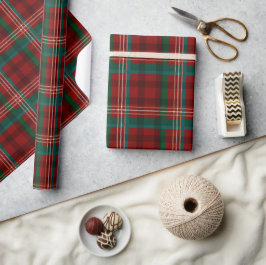 Papel De Presente Xadrez de Natal Vermelho e Verde de Férias Elegant