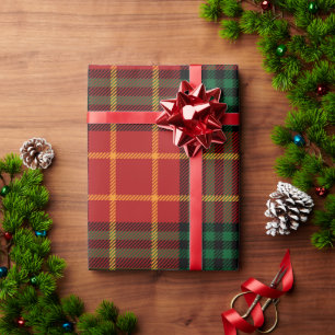 Papel De Presente Xadrez de Padrão Vermelho Verde Bonito Natal