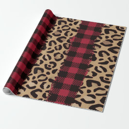 Papel De Presente Xadrez de Safari do Leopardo Buffalo