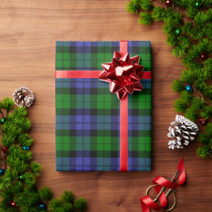 Papel De Presente Xadrez de tartã verde e azul