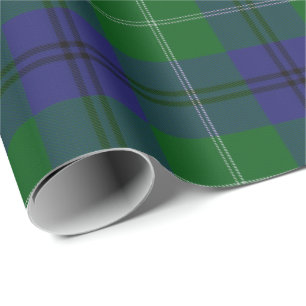 Papel De Presente Xadrez de Tartan azul de Oliphant do clã e verde