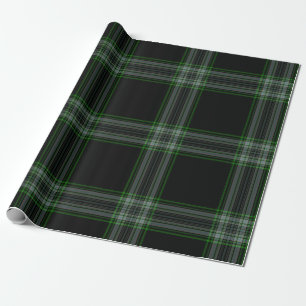 Papel De Presente Xadrez de Tartan Cinza Verde Preta