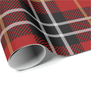 Papel De Presente xadrez de tartan preto e vermelho escocês