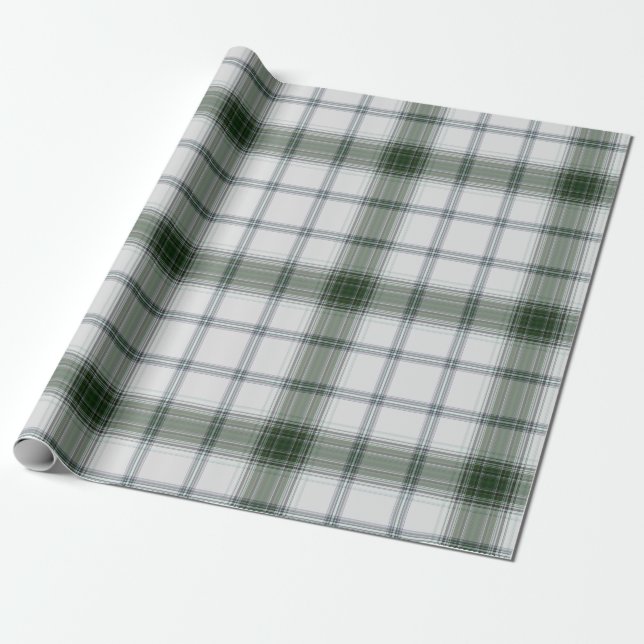 Papel De Presente Xadrez de Tartan Verde Branco (Desenrolado)