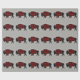 Papel De Presente Xadrez do búfalo do bisonte