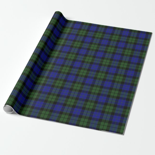 Papel De Presente Xadrez do Clã Tartan da Escócia MacKay Green (Desenrolado)