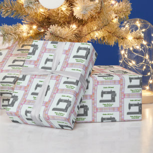Papel De Presente Xadrez Elegante De Máquinas De Costura Feita Com A