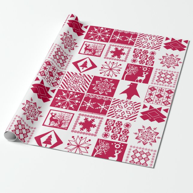 Papel De Presente Xadrez escandinava (Desenrolado)