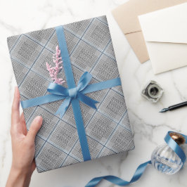 Papel De Presente Xadrez Escocês Azul Cinza Preto Chique