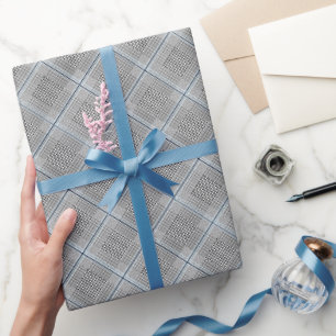 Papel De Presente Xadrez Escocês Azul Cinza Preto Chique