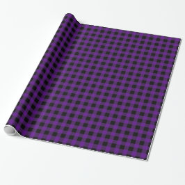 Papel De Presente Xadrez Escocês Búfalo Preto Roxo