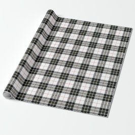Papel De Presente Xadrez Escocês Preto e Branco Retrô de Natal Ano N