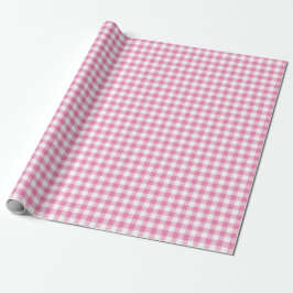 Papel De Presente Xadrez Escocês Rosa Branco Natal Ano Novo Retrô