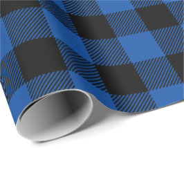 Papel De Presente Xadrez Escocês Tártaro Azul Preto Natal Festa Retr