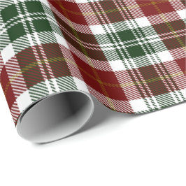 Papel De Presente Xadrez Escocês Verde Vermelho Natal Ano Novo Retrô