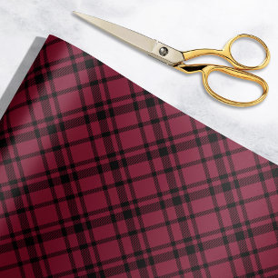Papel De Presente Xadrez Escocês Vermelho Borgonha de Férias