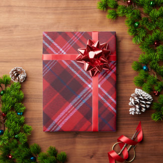 Papel De Presente Xadrez Escocês Vermelho Preto e Branco Ousado