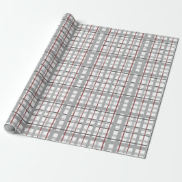 Papel De Presente Xadrez Feliz Celebração Cinza Prata Vermelho Xadre