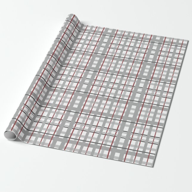 Papel De Presente Xadrez Feliz Celebração Cinza Prata Vermelho Xadre (Desenrolado)