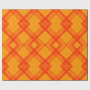Papel De Presente Xadrez Feliz Vermelho e Amarelo/Laranja Cruzados