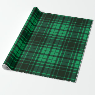 Papel De Presente Xadrez Festiva Feriado Verde e Tartan Preto