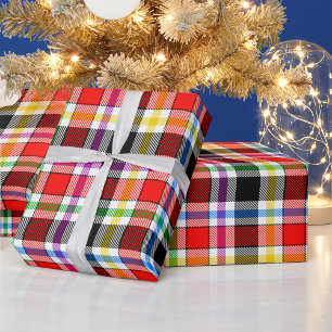 Papel De Presente Xadrez Flanel de multicolores preto vermelho Desig