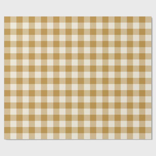 Papel De Presente Xadrez Gingham Amarelo Mostarda Clássico (Aberto)