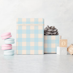 Papel De Presente Xadrez gingham azul bebé azul claro pastel