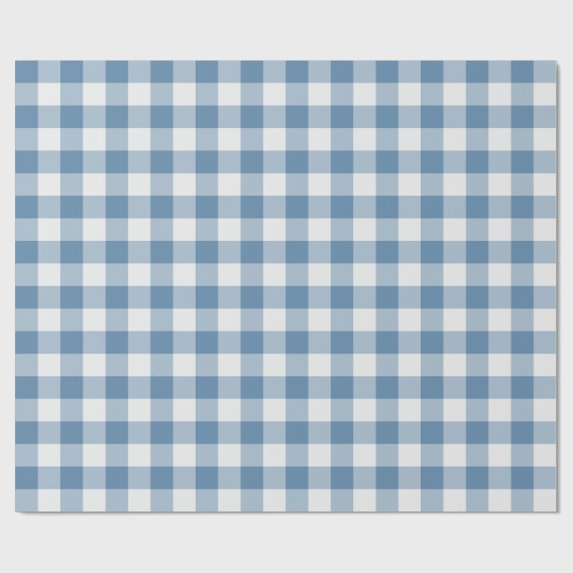Papel De Presente Xadrez Gingham Azul Clássico empoeirado (Aberto)