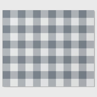 Papel De Presente Xadrez Gingham Cinza Grande