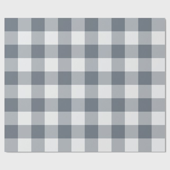 Papel De Presente Xadrez Gingham Cinza Grande (Aberto)