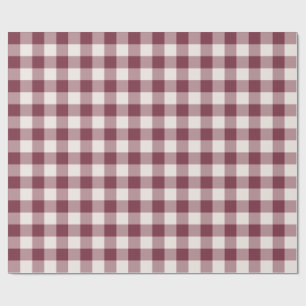 Papel De Presente Xadrez Gingham Clássico Borgonha