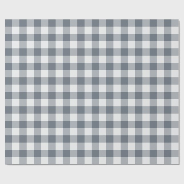 Papel De Presente Xadrez Gingham Clássico Cinza (Aberto)