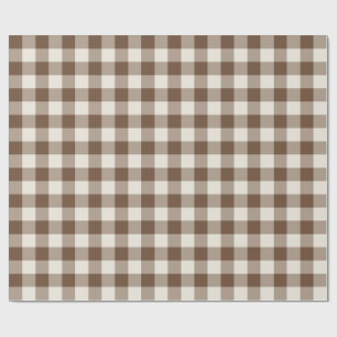 Papel De Presente Xadrez Gingham Clássico Marrom
