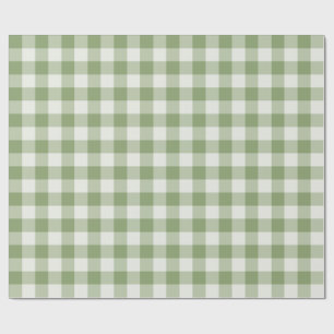 Papel De Presente Xadrez Gingham Clássico Verde Salvia
