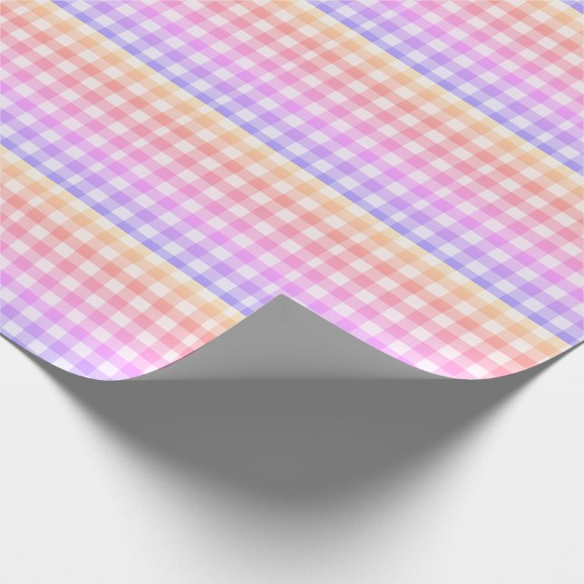 Papel De Presente Xadrez Gingham Country Rosa Moderno Simples (Ponta)