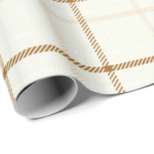 Papel De Presente Xadrez gingham neutro marrom marfim cor pastel