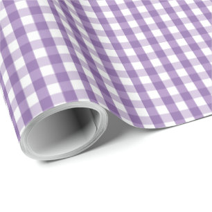 Papel De Presente Xadrez Gingham Púrpura Padrão Branco