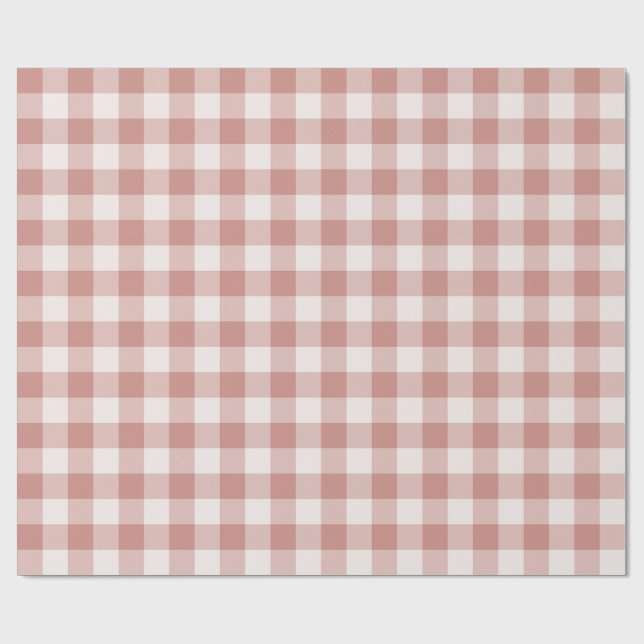 Papel De Presente Xadrez Gingham Rosa Clássico (Aberto)