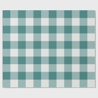 Papel De Presente Xadrez Gingham Verde Azulado Grande
