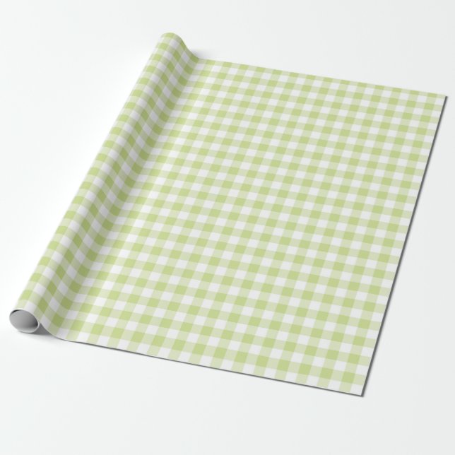 Papel De Presente Xadrez GINGHAM VERDE E BRANCA (Desenrolado)