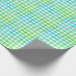 Papel De Presente Xadrez Gingham Verde limão Azul Verificação Simple