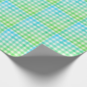 Papel De Presente Xadrez Gingham Verde limão Azul Verificação Simple
